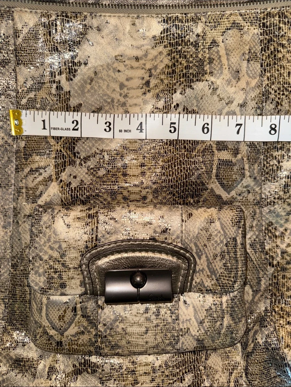 Coach Python-Print Leather Shoulder Bag Double Strap